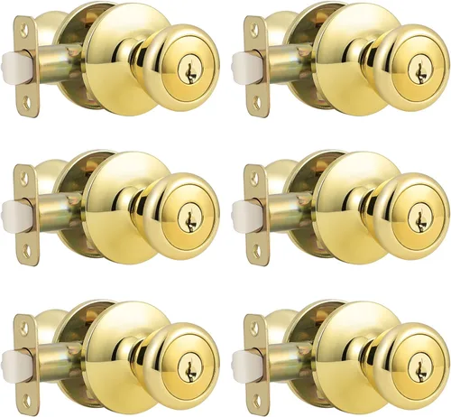 Vista 39 de GOBEKOR Paquete de 1 perillas para puerta de paso, pomos interiores de latón pulido sin llave, pomos de puerta de armario, pasillo, pomo de paso