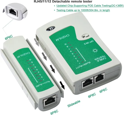 Vista 5 de Kit de herramientas de crimpado RJ45, crimpadora de paso RJ45, herramienta de crimpado pelacables cortador crimpadora todo en uno para 8P RJ45 Cat5
