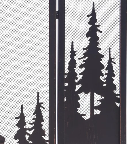 Vista 4 de Vanity Art Pantalla plegable de hierro para chimenea de 3 paneles con puerta Malla decorativa de granja, protector de chispas para chimenea