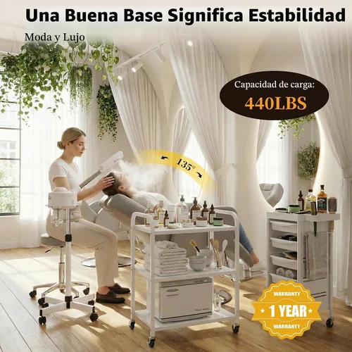 Vista 7 de Baasha All-Black Reclining Salon Chair, Modern Hydraulic Barber Seat with Thick Cushion, Smooth Swivel, Perfect for Braiding, Tattoo, and Lash Oro