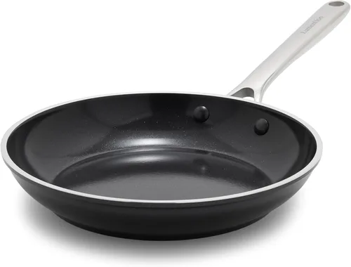 Vista 15 de Orfeo 2.4QT Cacerola antiadherente con tapa, fabricada en Italia, olla de cerámica de diamante sin PFAS, lista para inducción, resistente a