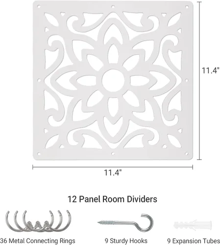 Vista 13 de Yizunnu Divisor de habitación colgante, división de paneles blancos de bricolaje, 12 piezas de pantalla de panel de madera y plástico, separadores