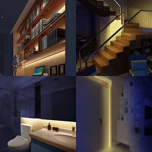 Vista 7 de Tira de luz LED de 12 V, blanco cálido, 3000 K, tira de luz LED de 16.4 pies, tablero PCB negro, SMD 5050 IP65, impermeable, 300 LED, cinta LED