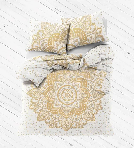 Vista 2 de Funda de edredón con diseño de mandala dorado degradado, tamaño Queen, manta de algodón Doona, funda bohemia de Doona, funda de edredón bohemia
