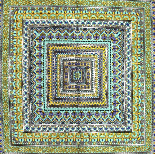 Vista 4 de India Arts Mantel cuadrado de algodón con patrón geométrico, 70 x 70 pulgadas, multicolor