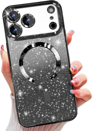 Vista 20 de Misscase Funda magnética compatible con iPhone 14 con purpurina y protector de lente de cámara, protección completa, compatible con MagSafe