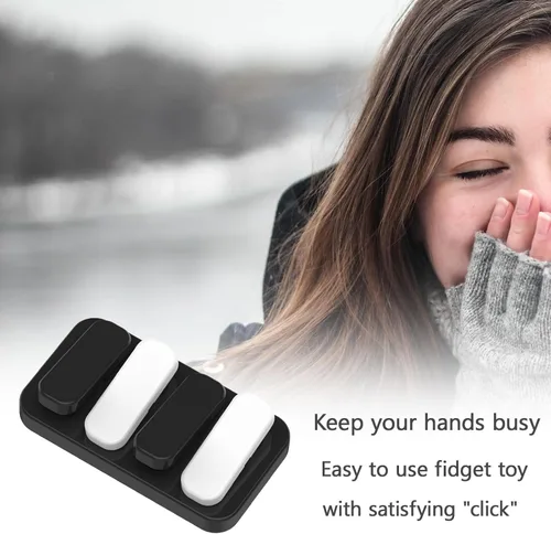 Vista 4 de Deslizador Fidget de Metal EDC Clicker Fidget Juguetes Fidget para Adultos (Negro & Blanco)