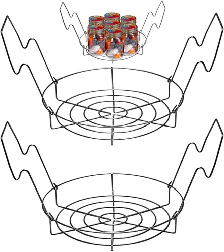Supa Ant Paquete de 2 estantes de conservas para olla (12 pulgadas) de acero inoxidable con asas, kit de suministros para conservas de baño de agua