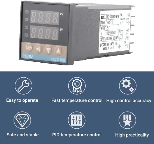 Vista 5 de Controlador de temperatura PID digital REX-C100 Regulador de temperatura del termostato 100-240 V Salida de relé 1500VAC, 14 bits