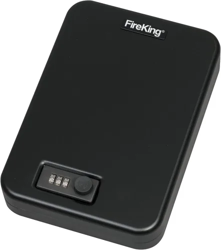 FireKing Mini caja fuerte con cerradura de combinación, caja de seguridad para el hogar, caja fuerte compacta para objetos de valor, pequeña caja de