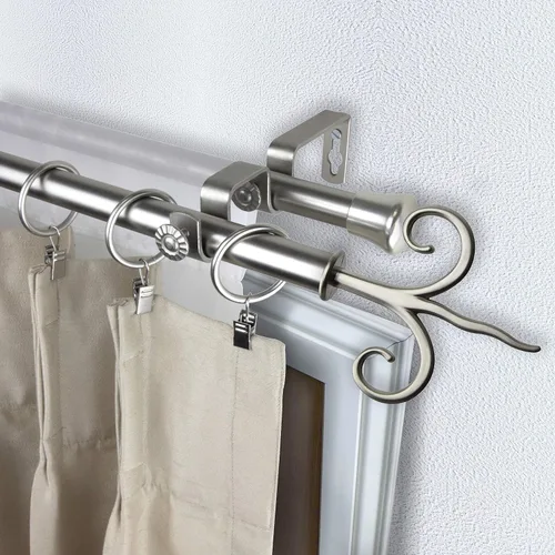 Vista 3 de Rod Desyne Lily - Juego de cortinero de doble ventana, 66 a 120 pulgadas, latón antiguo