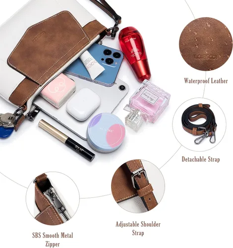 Vista 4 de LOIESCOI Bolso bandolera pequeño para mujer, cartera de cuero con ranuras para tarjetas de crédito