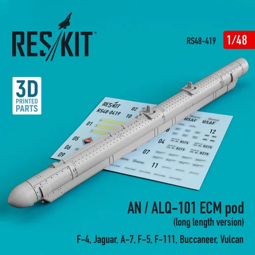 Vista 2 de Reskit RS48-0419 1/48 an/ALQ-101 ECM pod (versión larga) (F-4, Jaguar, A-7, F-5, F-111, Buccaneer, Vulcan) (impresión 3D)