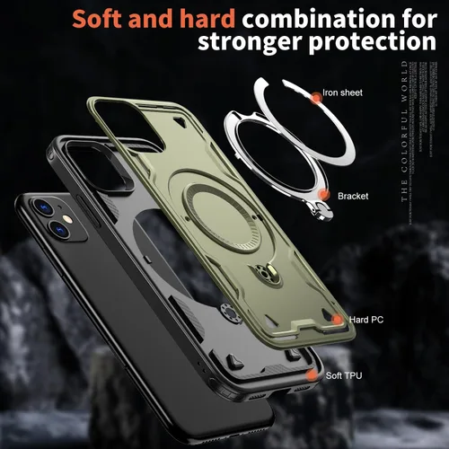 Vista 7 de Funda magnética para Motorola Edge 2025 compatible con MagSafe Support Cargador inalámbrico, para Moto Edge con anillo de soporte, con protector
