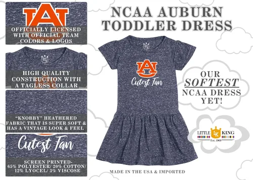 Vista 5 de Little King NCAA Knobby - Vestido para niñas pequeñas, tallas 2T, 3T y 4T
