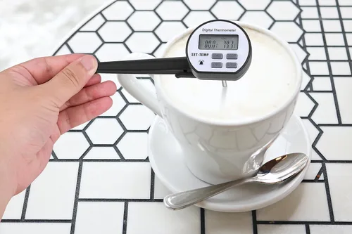Vista 4 de Termómetro de alimentos de lectura instantánea de 1-3/4 pulgadas con clip y alarma de temperatura ajustada, mejor para bebidas de café, espuma