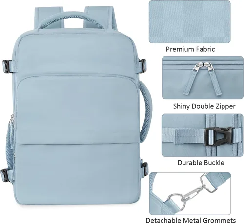 Vista 56 de Mochila de Viaje Snoffic para Mujer, Negro, 17 pulg.