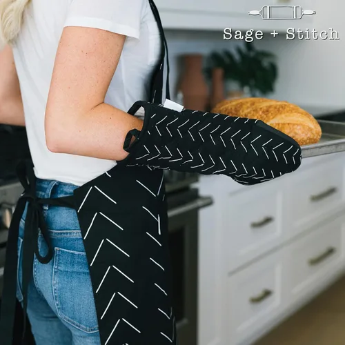 Vista 6 de Adjustable Designer Kitchen Apron for Adults Cotton Cooking Apron with Pockets and Adjustable Neck Buckle