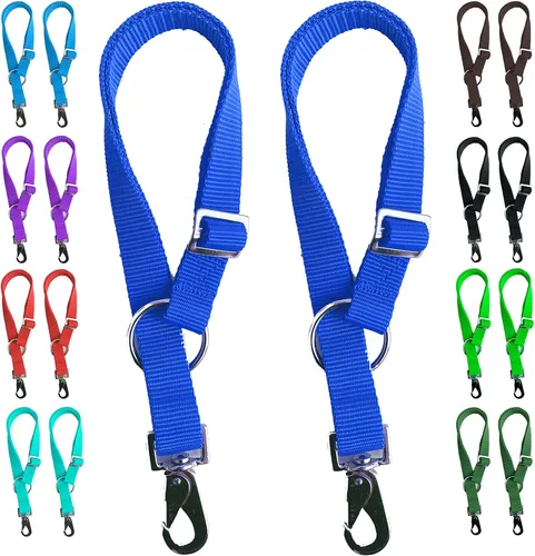 Vista 2 de Majestic Ally Paquete de 2 ganchos de correa para cubo de agua de caballo, ajustables de 18 a 30 pulgadas de longitud, para uso en interiores