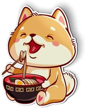 Lindo Shiba Inu Ramen Fideos Asiáticos - Imán de 5 "para el refrigerador del casillero del coche