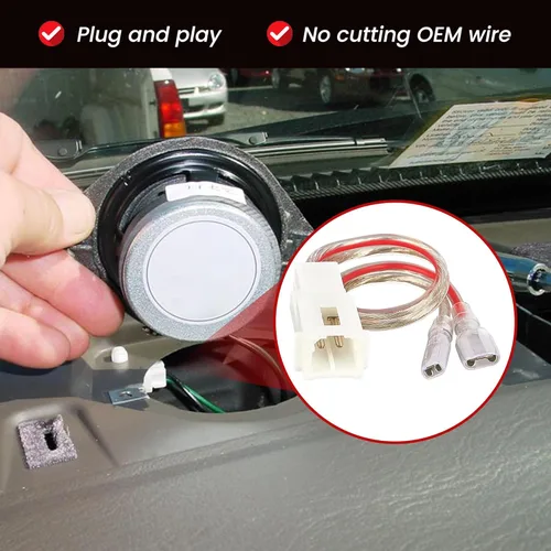 Vista 3 de RED WOLF Conector de enchufe adaptador de arnés de cableado de altavoces tweeters frontales de tablero para Dodge Ram Jeep Chrysler 2005-2022