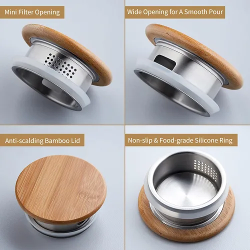 Vista 3 de Unbreakable - Jarra de vidrio con asa y tapa, tarro de vidrio de 68 onzas líquidas con tapa, resistente al calor, jarra de borosilicato para té