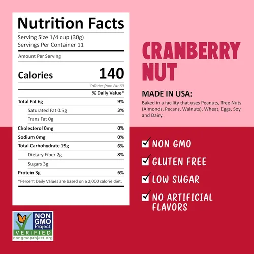 Kellys Four Plus Granola Cereal | Granola saludable de nuez de arándano para yogur | Snacks hechos a mano para el desayuno – 12 onzas (paquete de 4)