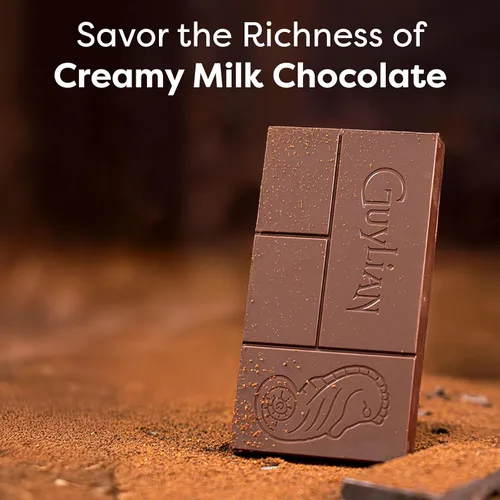 Vista 5 de GuyLian - Tableta de barra de chocolate con leche prémium de 3.53 onzas, chocolate gourmet cremoso belga, golosina de comercio justo, dulces
