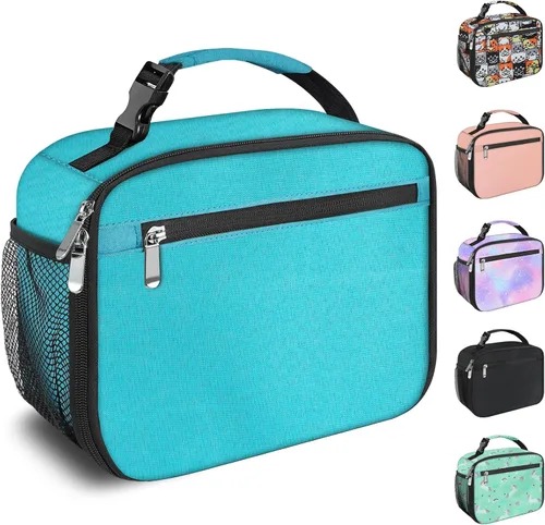 Vista 13 de Lonchera para niños y niñas, bolsa de almuerzo aislada y duradera, lonchera para niños con astronauta para la escuela