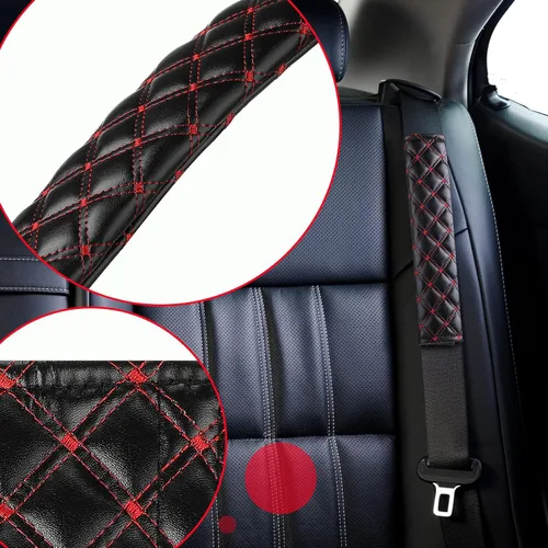 Vista 5 de Frienda 4 fundas para cinturón de seguridad de automóvil, correa extensora para cinturón de seguridad, protección cómoda para hombros y cuello