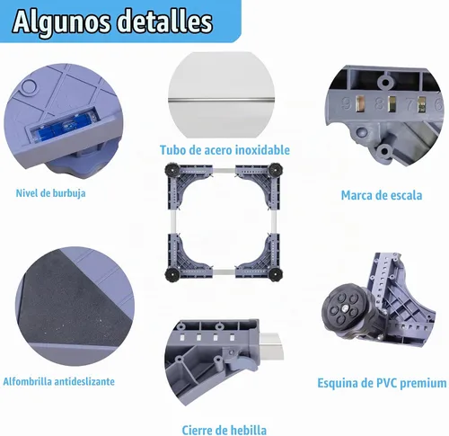 Vista 6 de Mini soporte de nevera ajustable para muebles, rodillo móvil, base multifuncional para lavadora, secadora, refrigerador, pedestal de lavandería, 4 4