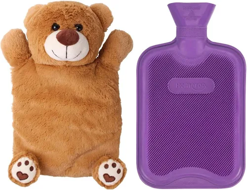 Vista 9 de HomeTop Botella de agua caliente o fría de goma clásica prémium con bonita funda de oso relleno
