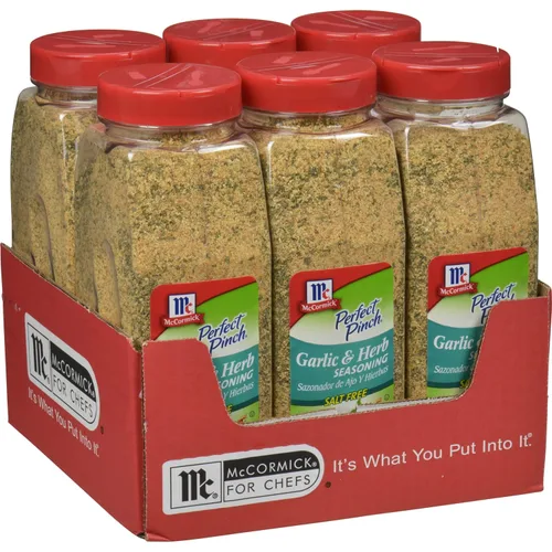 Condimento McCormick Perfect Pinch de ajo y hierbas sin sal, 19 onzas (Paquete de 6) - Seis envases de 19 onzas de condimento de ajo y hierbas para