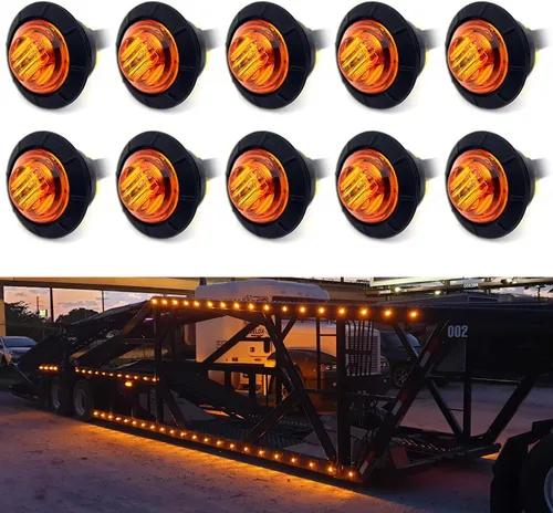 KEING Mini pequeño redondo 3/4 pulgadas 12 V ámbar LED botón luz luz indicadora universal marcador lateral luces impermeable camión remolque autobús