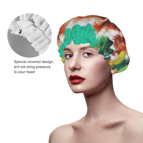 Vista 4 de A Cute Dog Reusable Double Layer Waterproof Shower Cap With Elastic Cord For Home Cleaning Facial Care Shower