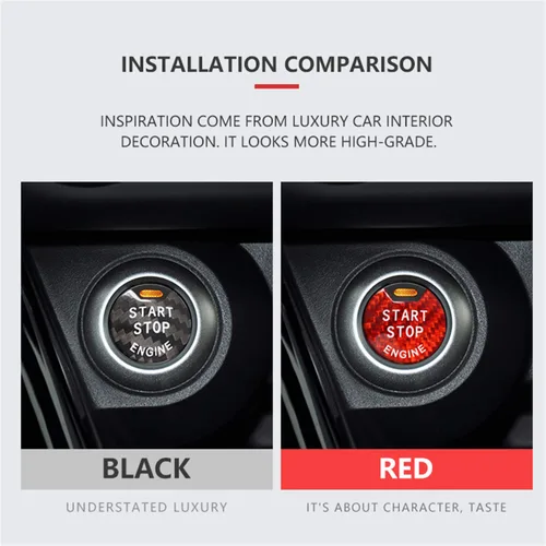 Vista 3 de MissBlue Calcomanías de botón de encendido de coche de fibra de carbono real para Nissan, botón de arranque de motor automático para Nissan Altima