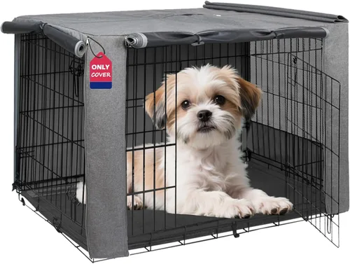 Vista 32 de HiCaptain - Cubierta de doble puerta para jaula de perro (para cajas de alambre de 24 30 36 42 48 pulgadas)