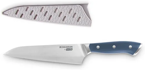 Vista 8 de DASH Zakarian - Cuchillo de chef de 7 pulgadas, cuchillo de cocina de acero inoxidable alemán de alto carbono con funda, color negro