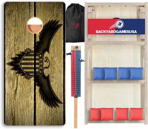 Vista 102 de BackYardGamesUSA Juego de tablas de Cornhole Pro Fabricado en Estados Unidos Abedul báltico 3/4 Sin rebote Patas triples gruesas Dos 2
