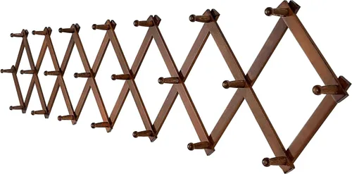 Vista 29 de SKOLOO Perchero de pared para sombreros con 14 ganchos, de madera maciza, moderno, perchero de pared expandible para abrigos, sombreros, bolsos