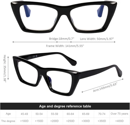 Vista 5 de DOOViC Paquete de 3 lentes de lectura a la moda para mujer, diseño de ojo de gato con bloqueo de luz azul, lectores de computadora