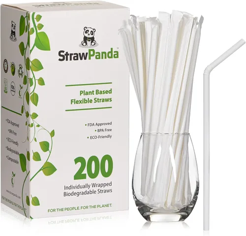 Vista 8 de Pajitas a base de plantas de StrawPanda (varios colores flexibles/flexibles) 100% compostables, una alternativa ecológica a las pajitas de plástico