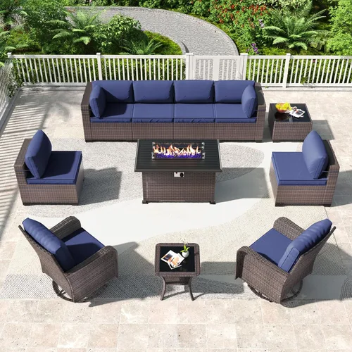 Vista 99 de Kullavik - Juego de muebles para exterior de 6 piezas con sofá modular de ratán de polietileno, color negro