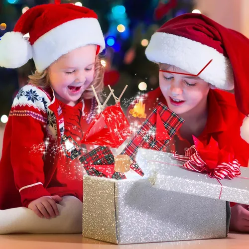 Vista 5 de Meooeck Juego de 6 accesorios de muñeca de Navidad que incluye 2 ropa de vacaciones y 4 accesorios de juguete novedosos para niños (abrazadero)