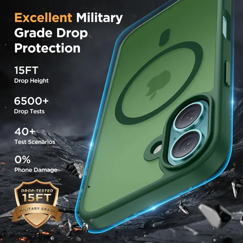 Vista 556 de Miracase - Funda magnética para iPhone 13 de 6.1 pulgadas (compatible con MagSafe) (con 2 protectores de pantalla), protección de grado militar