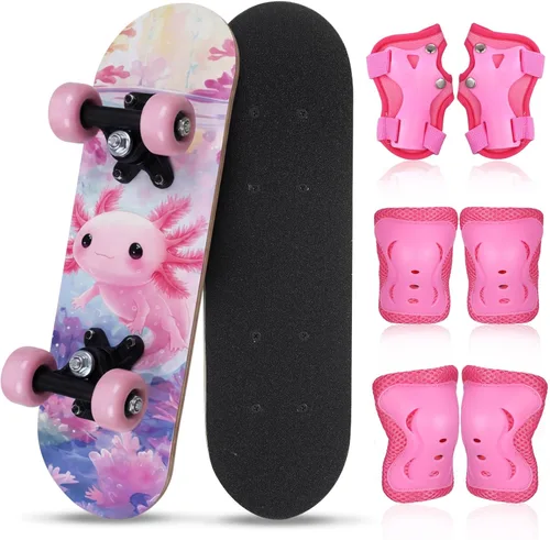 Vista 29 de Honoson Juego de 7 piezas de rodilleras, coderas y muñequeras para patinetas para principiantes y niños pequeños