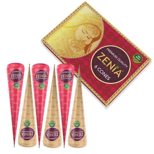 Vista 8 de Zenia Paquete de 3 conos de tinte para el cabello de henna 100% natural, color marrón rojizo oscuro, 0.88 oz cada cono