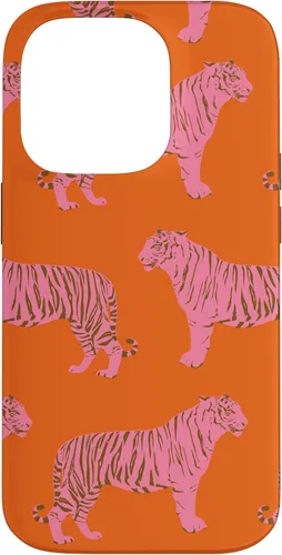 Vista 16 de Pink Orange Tiger Pattern Trendy Boho Aesthetic Big Cats Case for iPhone 17