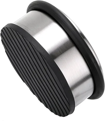 Vista 6 de Sumnacon Tope de puerta de piso resistente, sin taladros, topes de puerta de acero inoxidable duraderos con goma antideslizante, cuña de seguridad