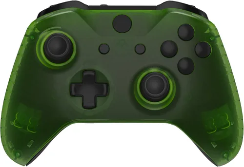 Vista 4 de eXtremeRate Transparent Clear Green Faceplate Side Rails for Xbox One Wireless Controller Model 1708, Replacement Front Housing Shell Panels for